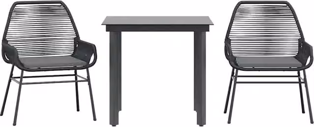 Set da Pranzo da Giardino 3 pz | Set Salotto da Giardino con Cuscini Polyrattan Vetro