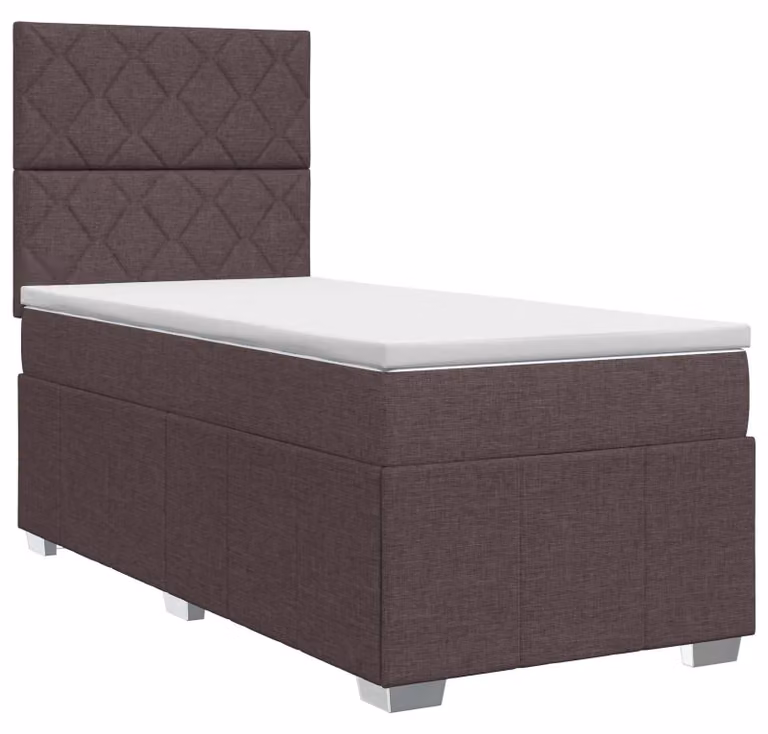 Letto a molle con materasso marrone scuro 100 x 200 cm in tessuto