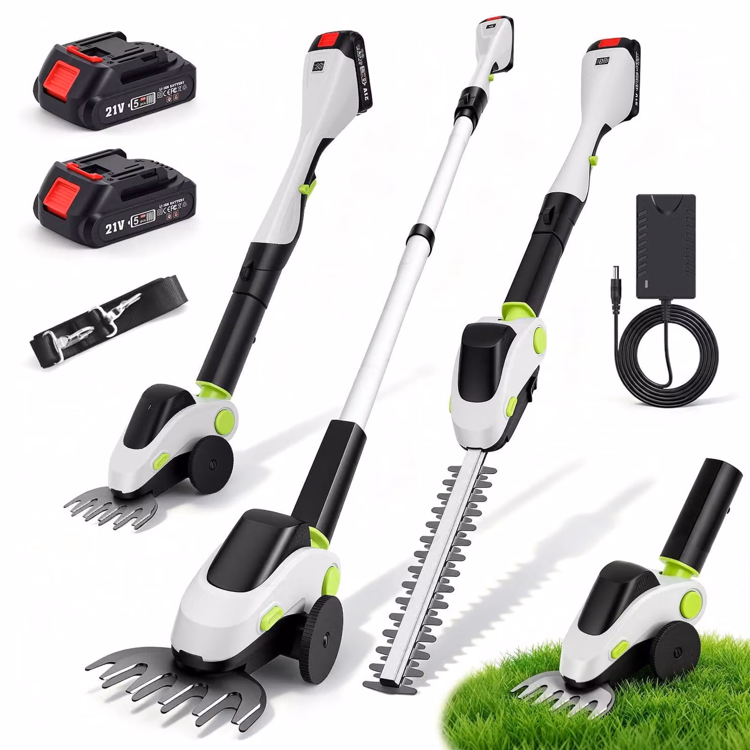 Potatore telescopico Accu Heggenschaar 21 V - 2-in-1 con testine intercambiabili - Motore da 500 W