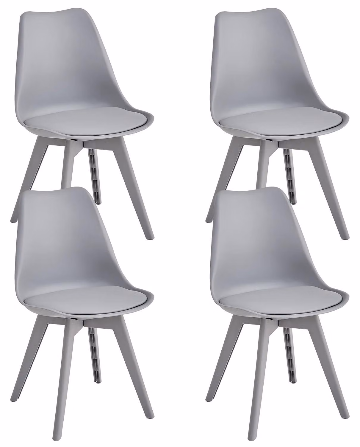 Sedie da pranzo - Sedie in plastica moderna - Set da 4 - Design moderno minimalista - Grigio - Senza imbottitura - Adatte per la sala da pranzo e il soggiorno - Da montare autonomamente