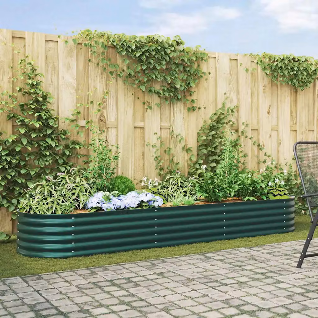 Letto rialzato vidaXL in acciaio verde per orto e giardino L: 320 cm, P: 80 cm, H: 44 cm