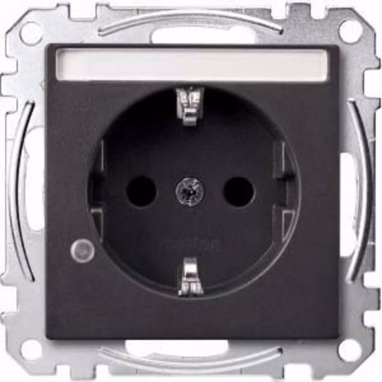 Presa SCHUKO con spia luminosa e indicatore di tensione, BRS, con coperchio, antracite, Sistema M