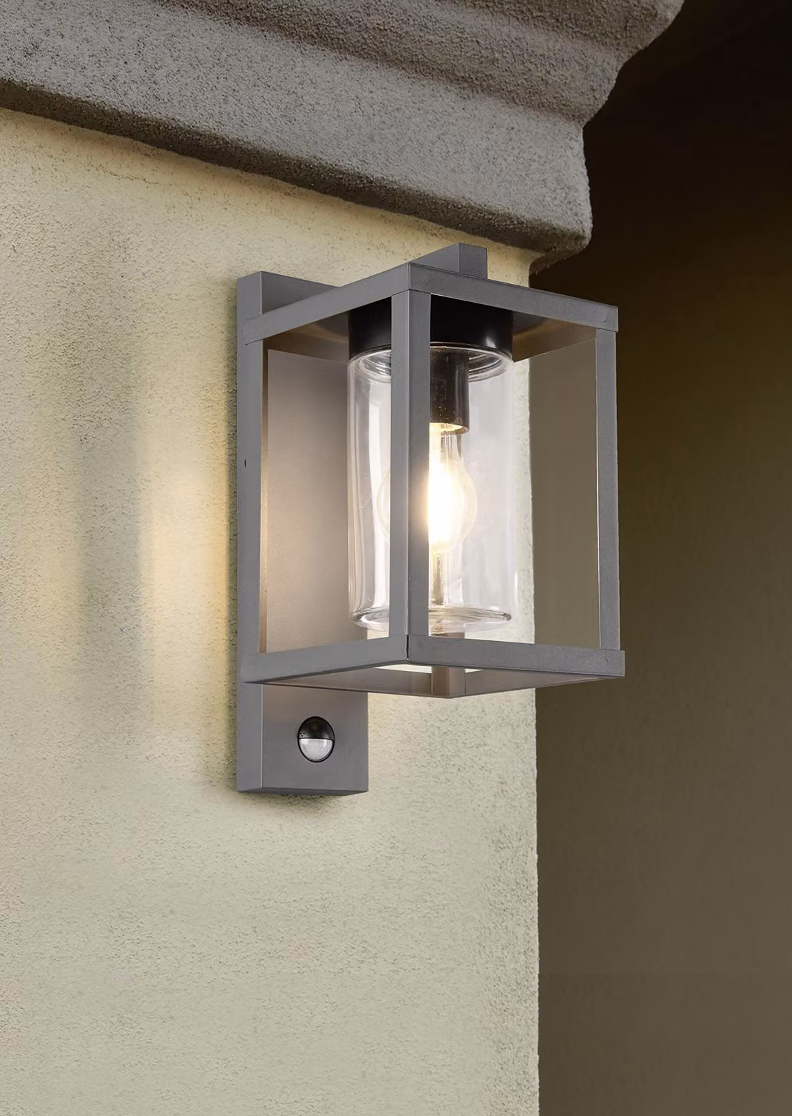 Lampada da parete per esterni, con sensore di movimento, in alluminio, antracite, IP44, lightling Luna