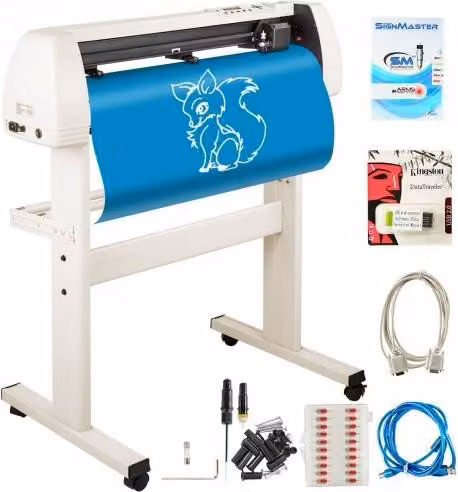 VEVOR taglierina per vinile, 870 mm, macchina per il taglio del vinile, alimentazione massima della carta, 86,4 cm, bianco, macchina da taglio con plotter per vinile, plotter per vinile con stabile supporto da pavimento, forza e velocità regolabili per la