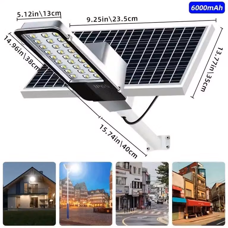 Lampione solare - Lampione solare a LED diviso - Grado di protezione IP65 (resistente all'acqua) - Dimmerabile - 6 V - 5 metri - 35 x 24 cm