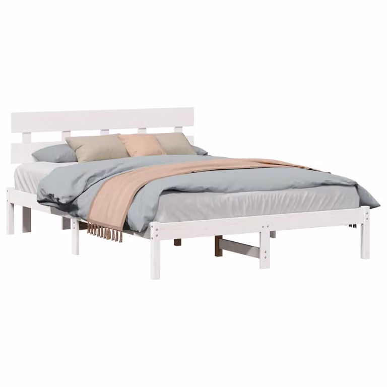Struttura del letto moderna vidaXL in legno massello di pino bianco L/P/H: 200 x 150 x 80,5 cm