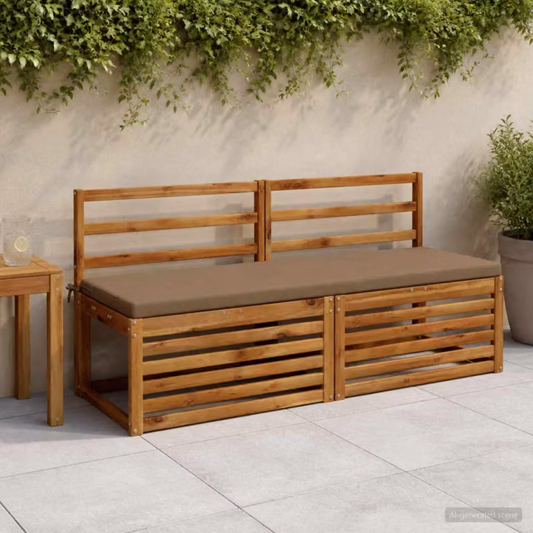 Set di 2 cuscini per panchina vidaXL in poliestere con fodera rimovibile e resistente ai raggi UV, disponibili in beige, grigio o marrone