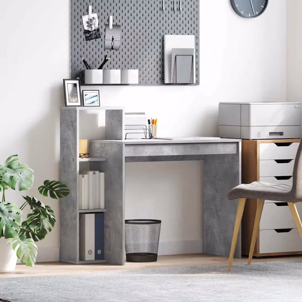 Scrivania moderna vidaXL in legno ingegnerizzato grigio, L 100 x P 40 x H 90 cm