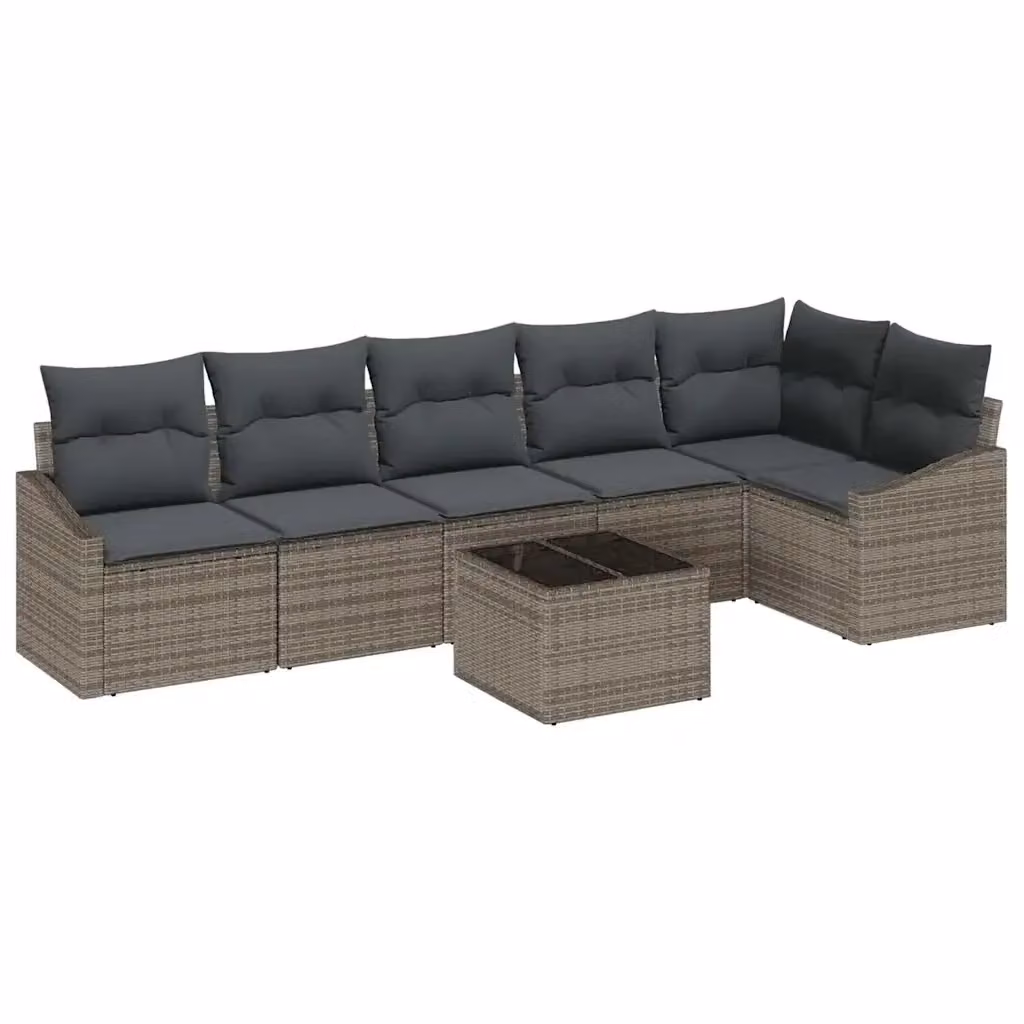 Set di divani da giardino vidaXL in rattan grigio con cuscini e tavolino da esterno – 2