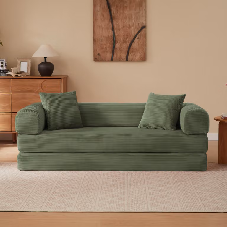 Divano componibile senza braccioli, divano letto, trasformabile, divano a pavimento in stile tatami, adatto per soggiorno/camera da letto/appartamenti... Verde