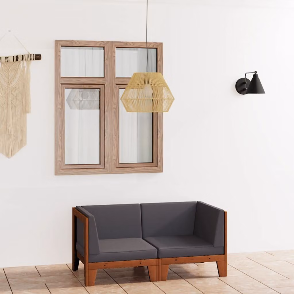 Maison Exclusive - Divano a 2 Posti con Cuscini Grigio Scuro in Massello di Acacia
