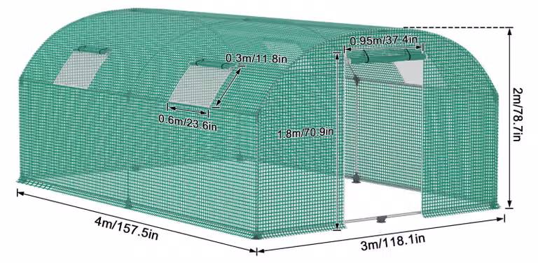 Serra – Realizzata in plastica – Modello ad arco – Con finestre e struttura in acciaio zincato – Adatta per giardino e coltivazione di pomodori