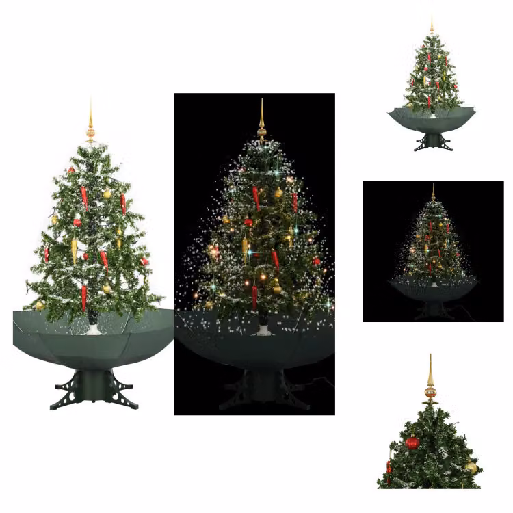 vidaXL Albero di Natale innevato con base ad ombrello verde 140 cm - Alberi di Natale