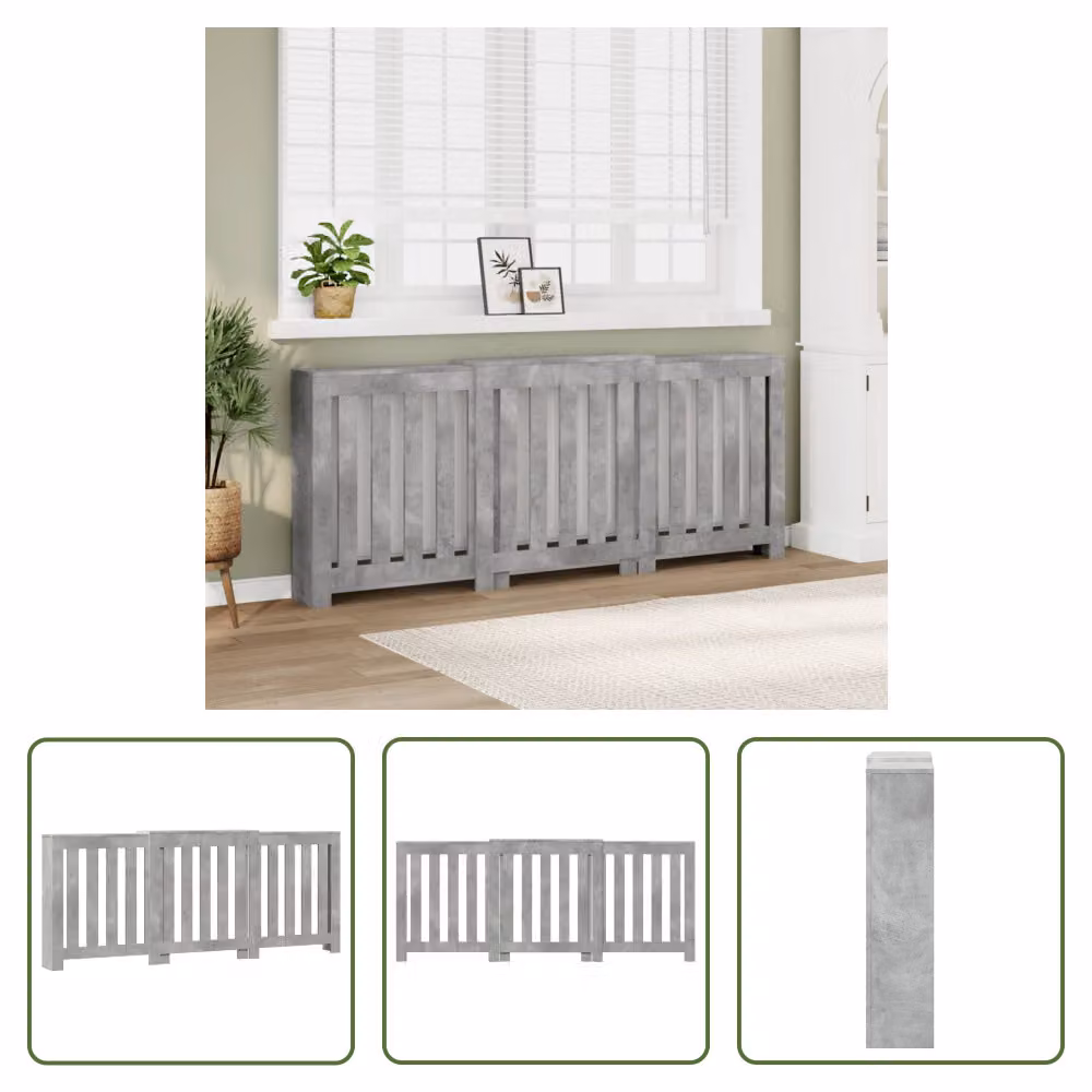 The Living Store Rivestimento per radiatori grigio cemento 205x21,5x83,5 cm Materiale a base di legno