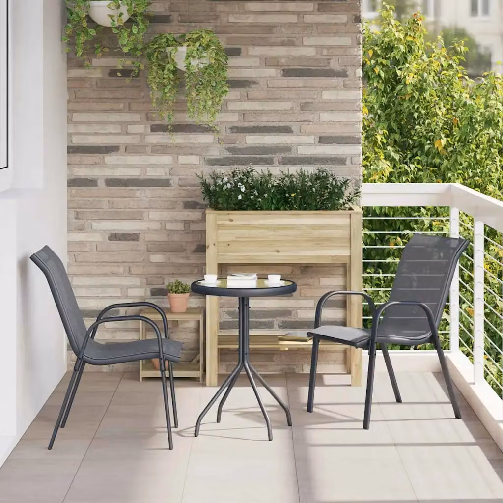Set Bistro da Giardino vidaXL 3 pz in Acciaio Grigio Opaco