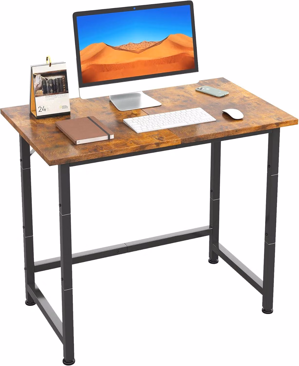 Piccola scrivania, dimensioni 60x40 cm, ideale per l'ufficio, colore bianco, realizzata in MDF e acciaio, con poggiapolsi per il mouse