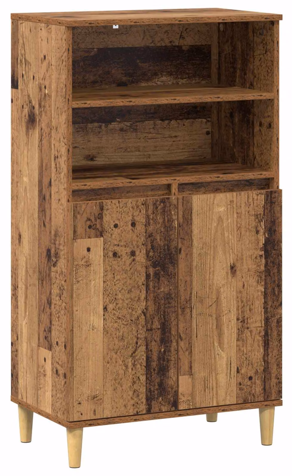 Mobile contenitore alto in legno di quercia, dimensioni 60 x 36 x 110 cm, realizzato in materiale composito di legno
