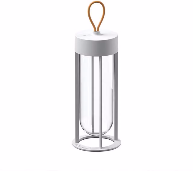 Lampada da tavolo Flos In Vitro Unplugged con tecnologia LED ricaricabile e vetro trasparente