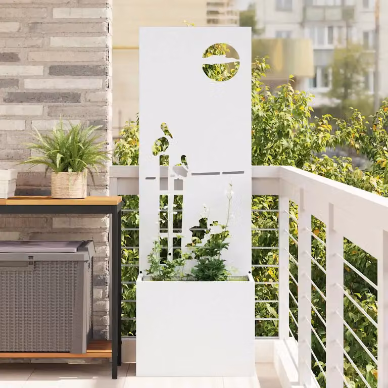 Paravent per privacy in giardino vidaXL in acciaio bianco L/P/H: 50 x 32 x 150 cm