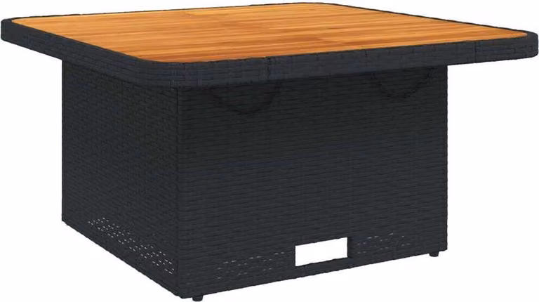 Tavolo da Giardino Nero 80x80x71cm in Polyrattan e Legno Acacia