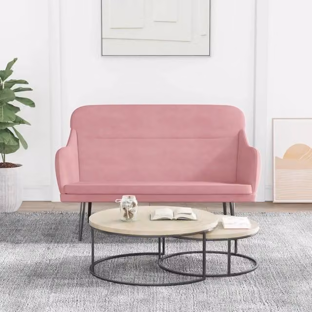 Panca-Sgabello Design Mania in Velluto Rosa L: 110 cm, P: 76 cm, H: 80 cm – 1