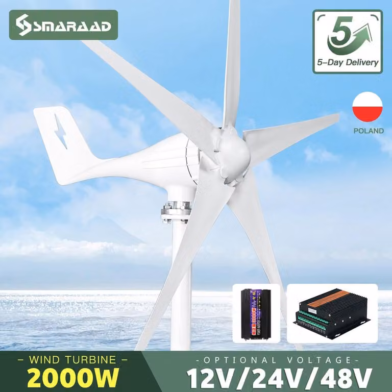 Sistema di generazione di energia eolica autonomo, potenza da 2 a 2000 watt, tensione di 48 volt