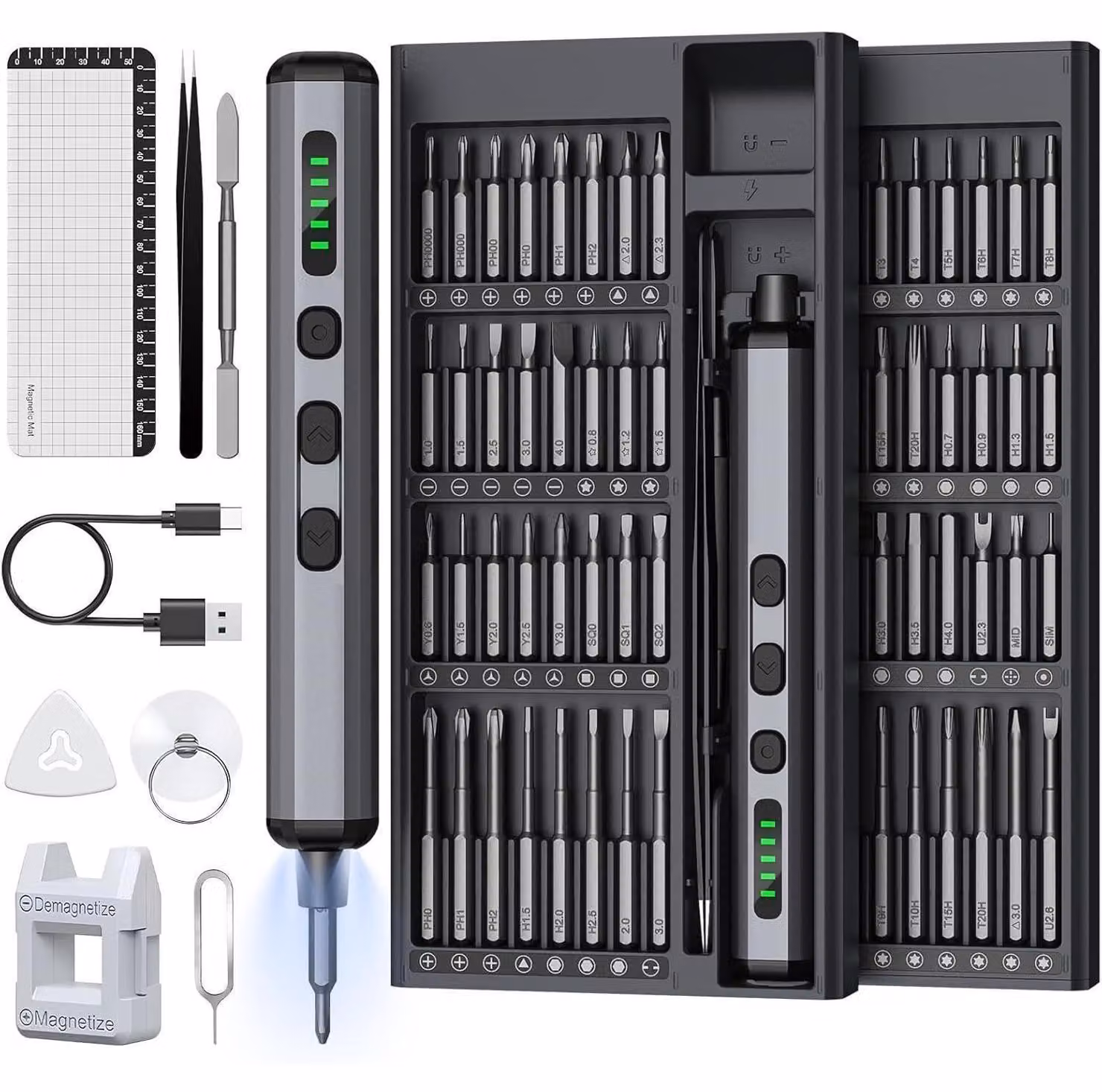 Set di cacciaviti elettrici mini 72 in 1, cacciavite a batteria di precisione con 5 livelli di coppia, ideale per la riparazione di telefoni cellulari, laptop e orologi