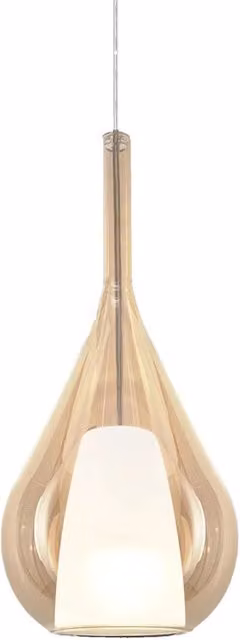 Lampada a sospensione Kalique Ideal Lux in vetro ambra, bianco e cromo, attacco E27, H 40 cm