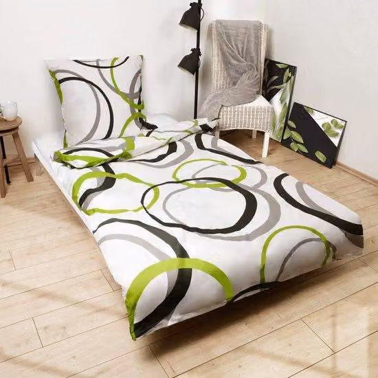 Set di lenzuola in cotone 100% Ibenzoa®, con chiusura a zip, disponibile nelle dimensioni 135 x 200 cm o 155 x 220 cm, più federa da 80 x 80 cm, 110 g/m²,  Oeko-Tex Standard 100 (A95-0048)