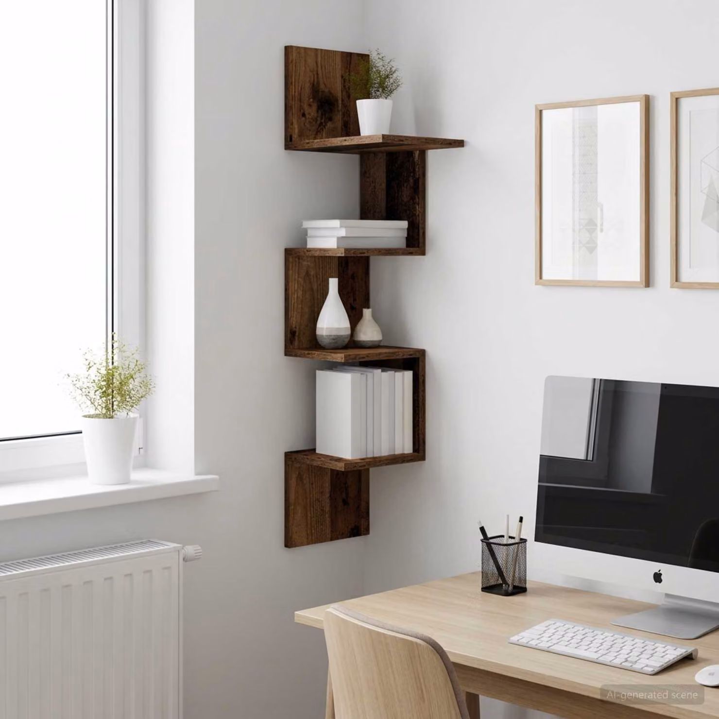 Scaffale da parete moderno vidaXL in legno color marrone, L: 32 cm, P: 21 cm, H: 107 cm