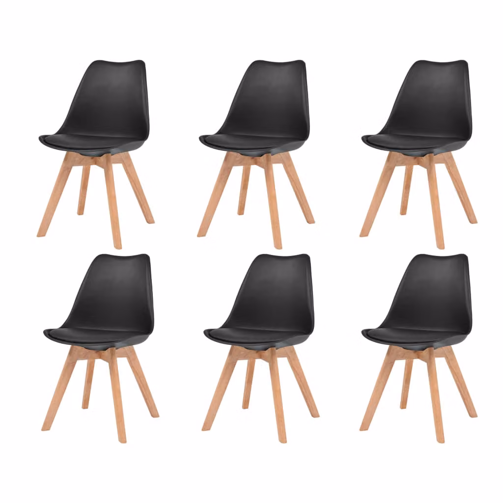 The Living Store Sedie da pranzo 6 pezzi in plastica nera