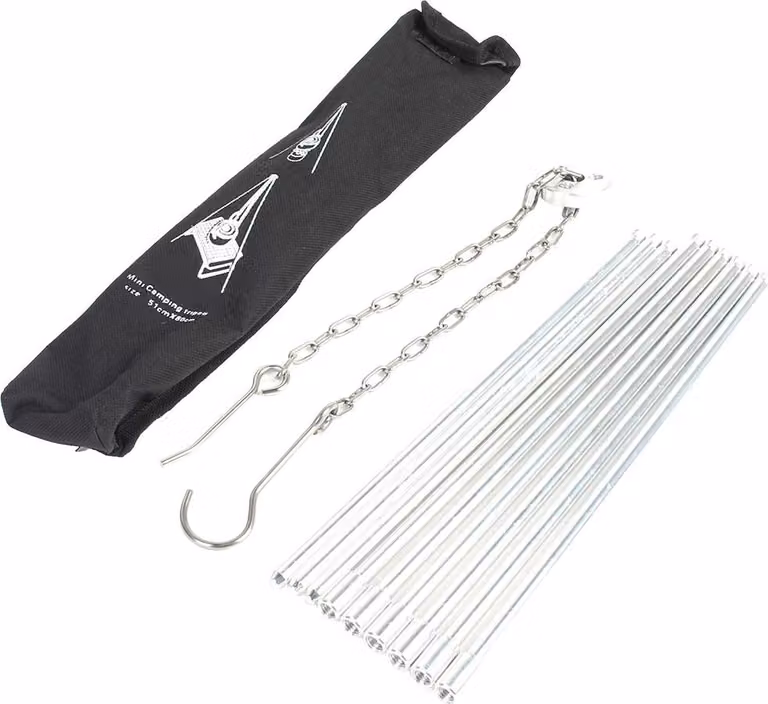 Porta barbecue da esterno, treppiede pieghevole in metallo per barbecue, lampadario portatile da appendere per campeggio e picnic