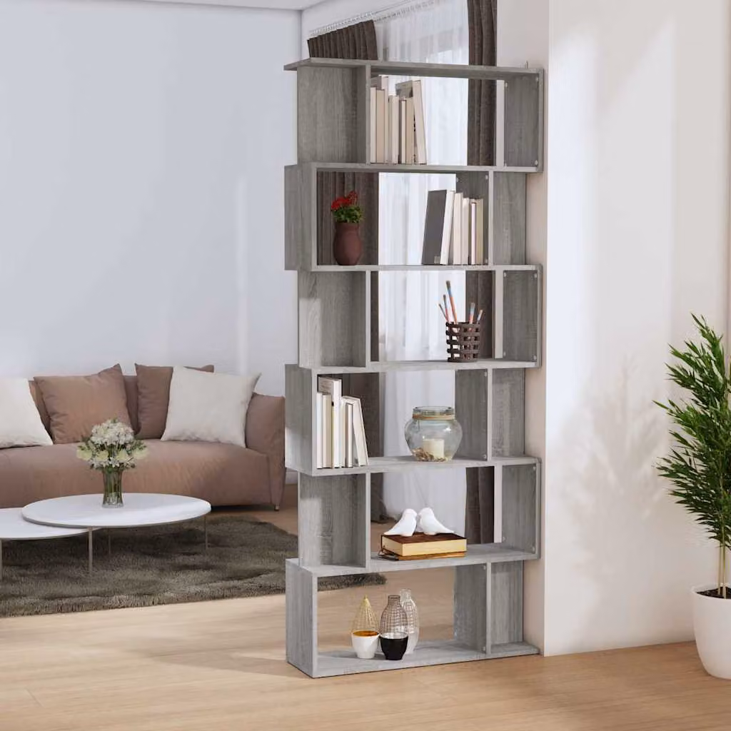 Libreria divisorio vidaXL in legno ingegnerizzato grigio Sonoma, L 80 cm x P 24 cm x H 192 cm