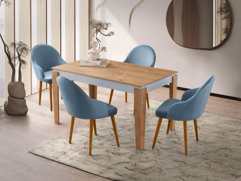 Skye Decor, Tavolo da pranzo di alta qualità (codice prodotto) - Rovere e bianco, 140x80 cm, stile scandinavo