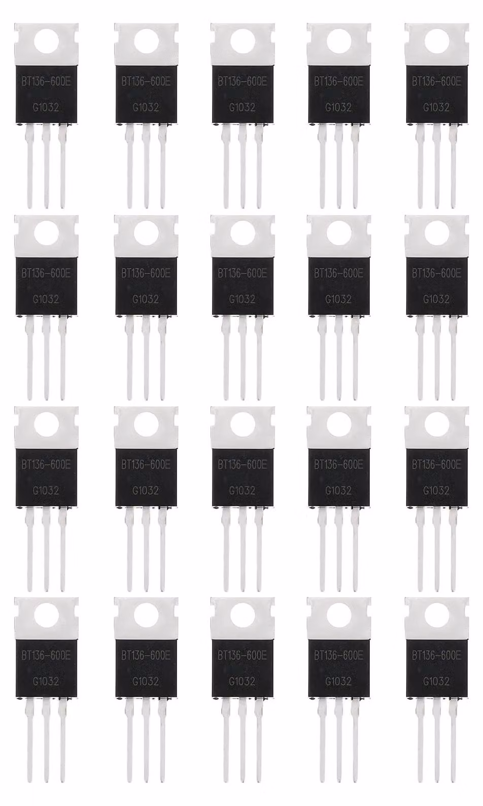 Triac BT136-600E, involucro TO-220, 600V, 4A, confezione da 20 pezzi