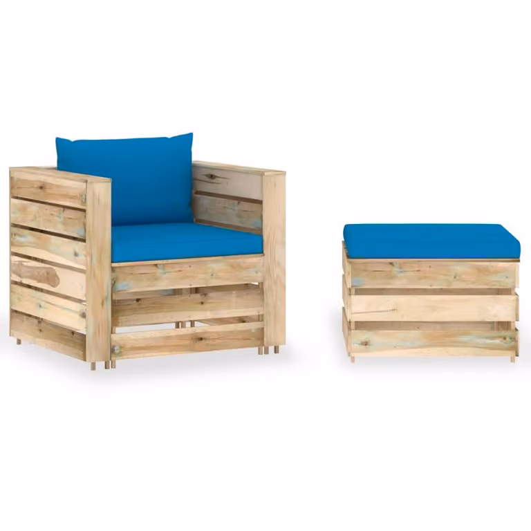 Maison Exclusive - Set da giardino a 2 pezzi con cuscini, verde, in legno trattato