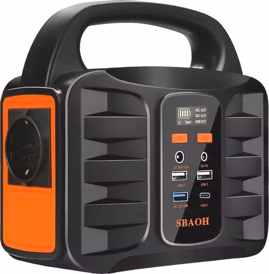Generatore Portatile 199Wh con Batteria di Litio Leggera per Campeggio ed Emergenze, Nero