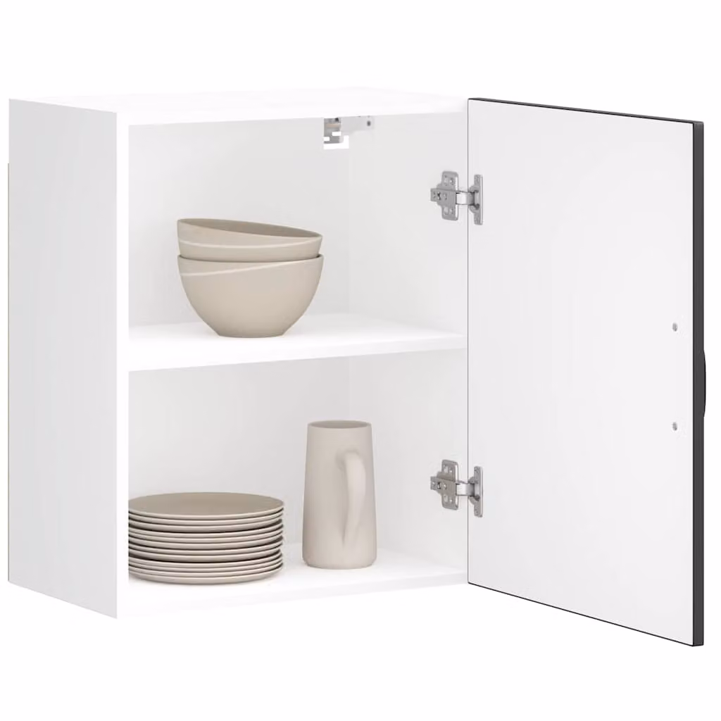 Set di 2 pensili da cucina Lucca vidaXL in legno nero con ante a battente e ripiani interni