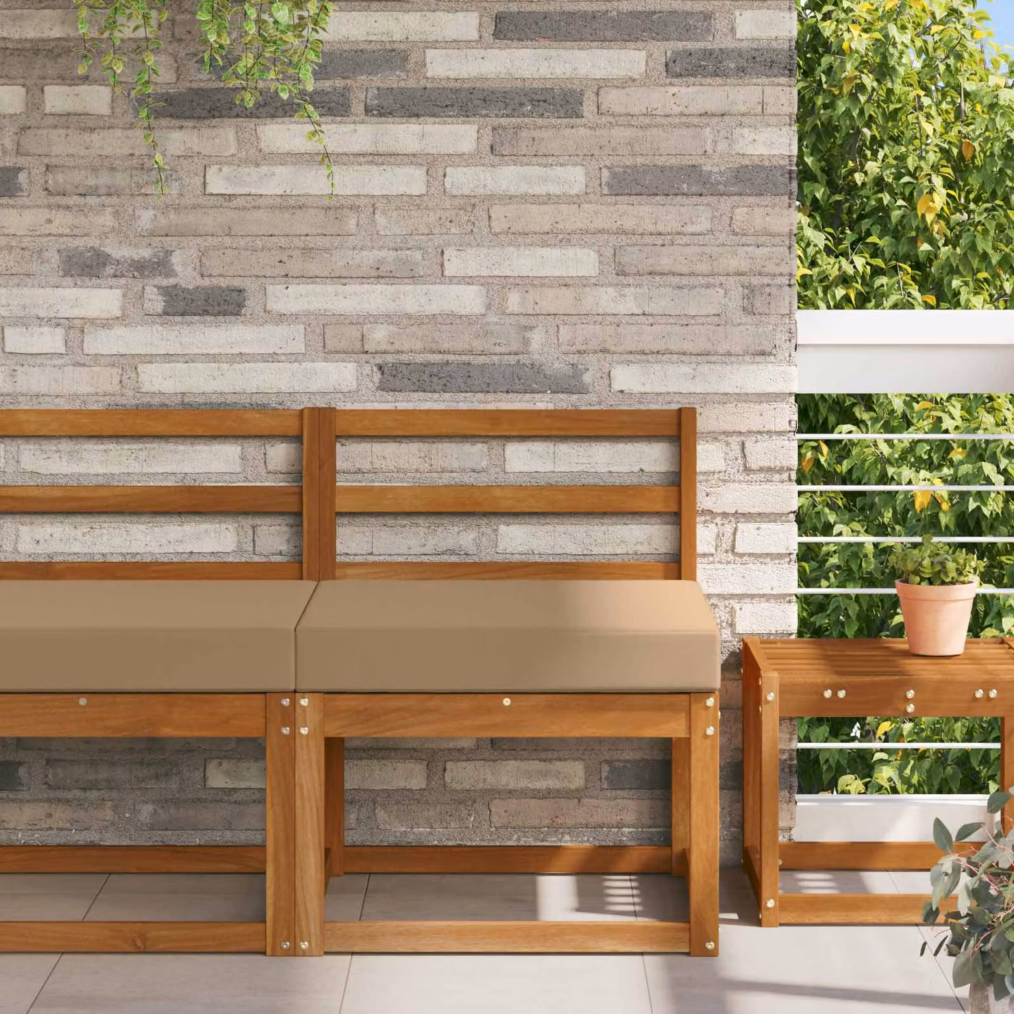 Cuscino quadrato per divano da esterno vidaXL in poliestere, colore grigio beige, L 60 x P 60 x H 60 cm