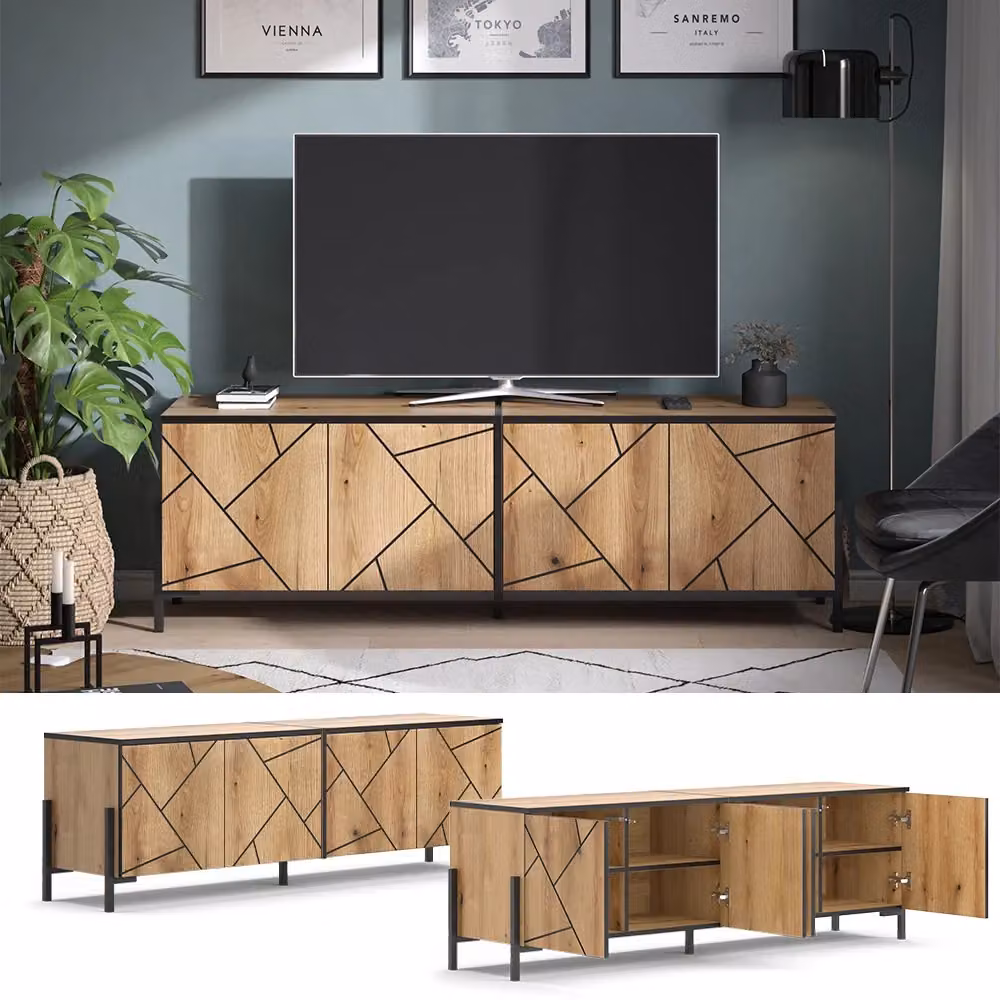 Mobile TV Hatto Vicco in Rovere Marrone, L: 156.8 cm, P: 50 cm, H: 39.7 cm – 2