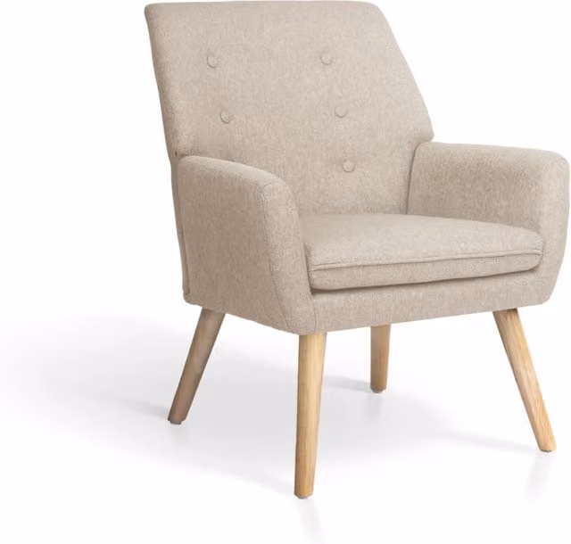 Poltrona Hispanohogar tessuto sabbia con gambe Hispanohogar legno 81x64x69