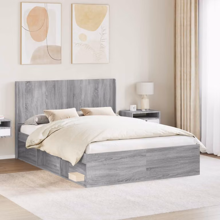 Testiera Letto vidaXL Sonoma Grigio in Legno MDF