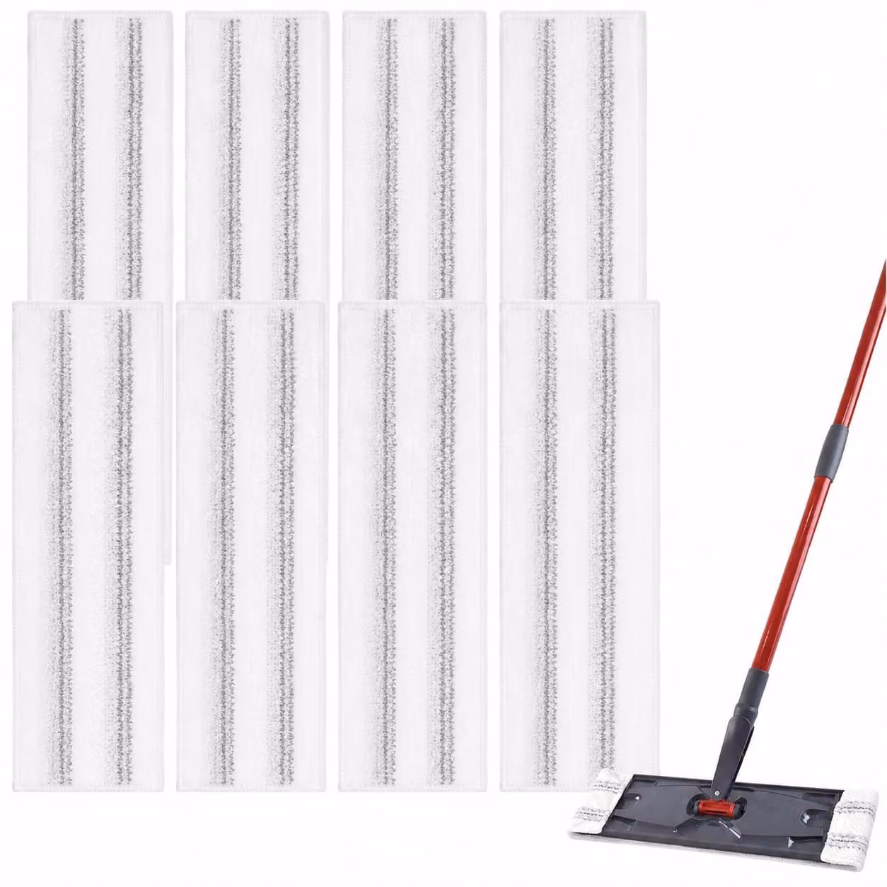 8 coperture di ricambio per mop Vileda H2PrO, in microfibra, 40,5x11,3 cm, colore grigio