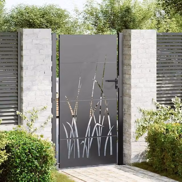 Cancello da giardino 110 x 205 cm Nero Bloccabile 42015893