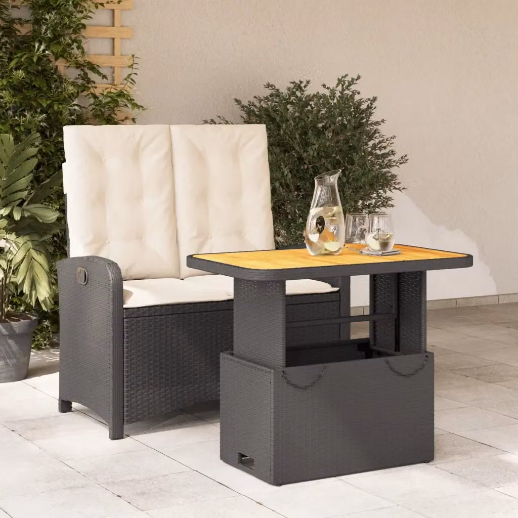 Set da Pranzo da Giardino Moderno in Polyrattan e Legno di Acacia con Piano Pieghevole e Regolabile – 2