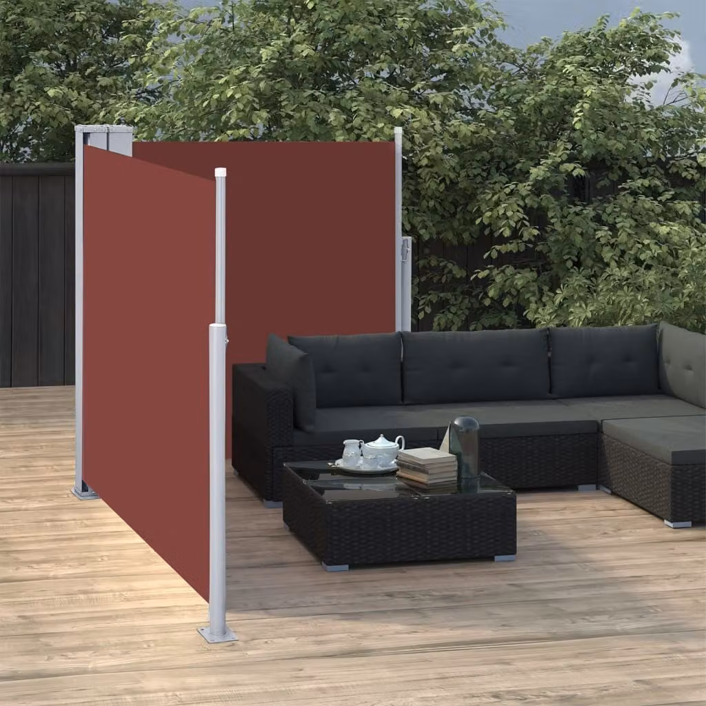 The Living Store Tenda laterale estensibile marrone 100 x 600 cm