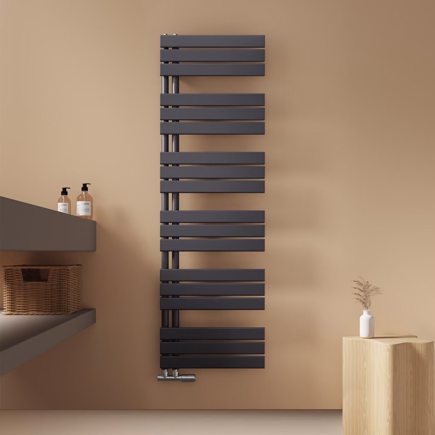 Scaldasalviette EMKE Radiatore da bagno Radiatore a pannello Attacco laterale Montaggio a parete Acqua calda 1599 x 500 mm Antracite senza elemento riscaldante