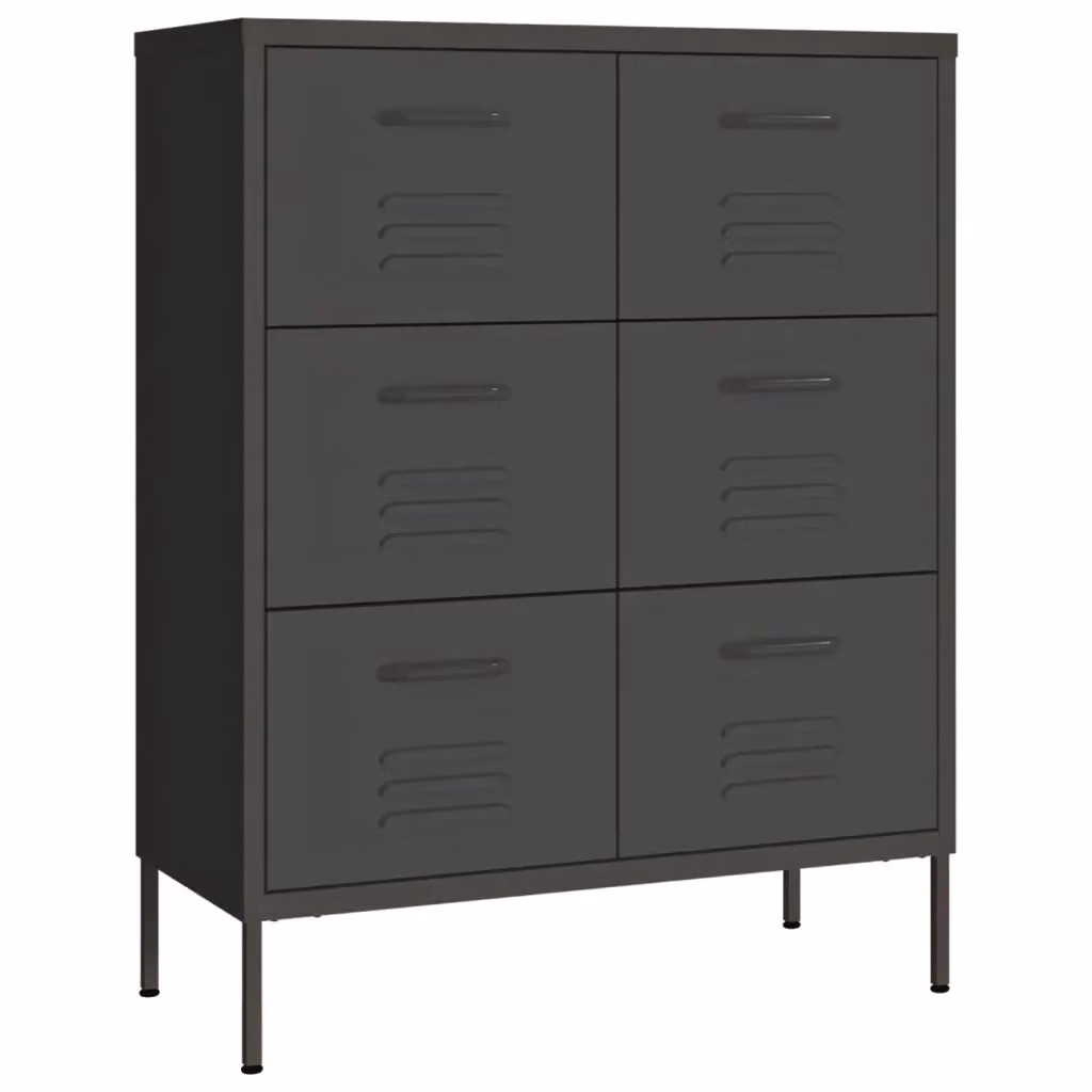 Cassettiera vidaXL in metallo antracite opaco L: 80 cm, P: 35 cm, H: 101,5 cm – 2