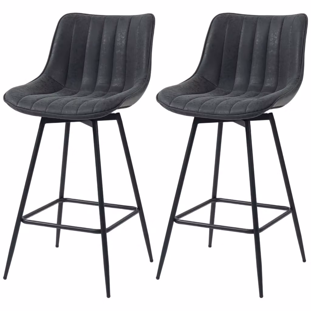 Set di 2 sgabelli da bar girevoli Minimal neri in ecopelle con schienale e struttura in metallo – 2
