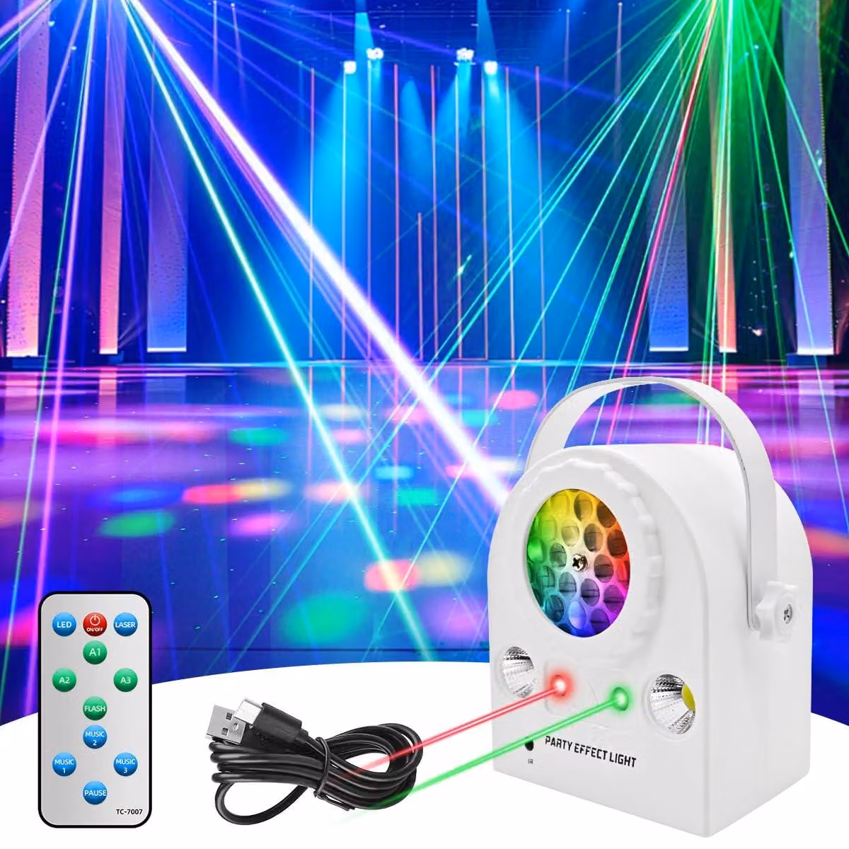 Palla da discoteca con luci LED, telecomando, 6 colori, materiale ABS, diametro 10 cm